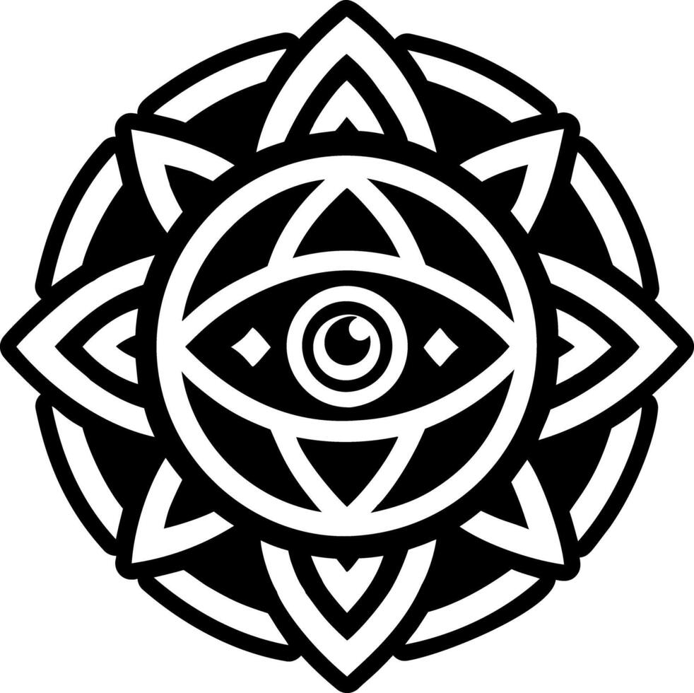 A solid style icon of all seeing tattoo vector