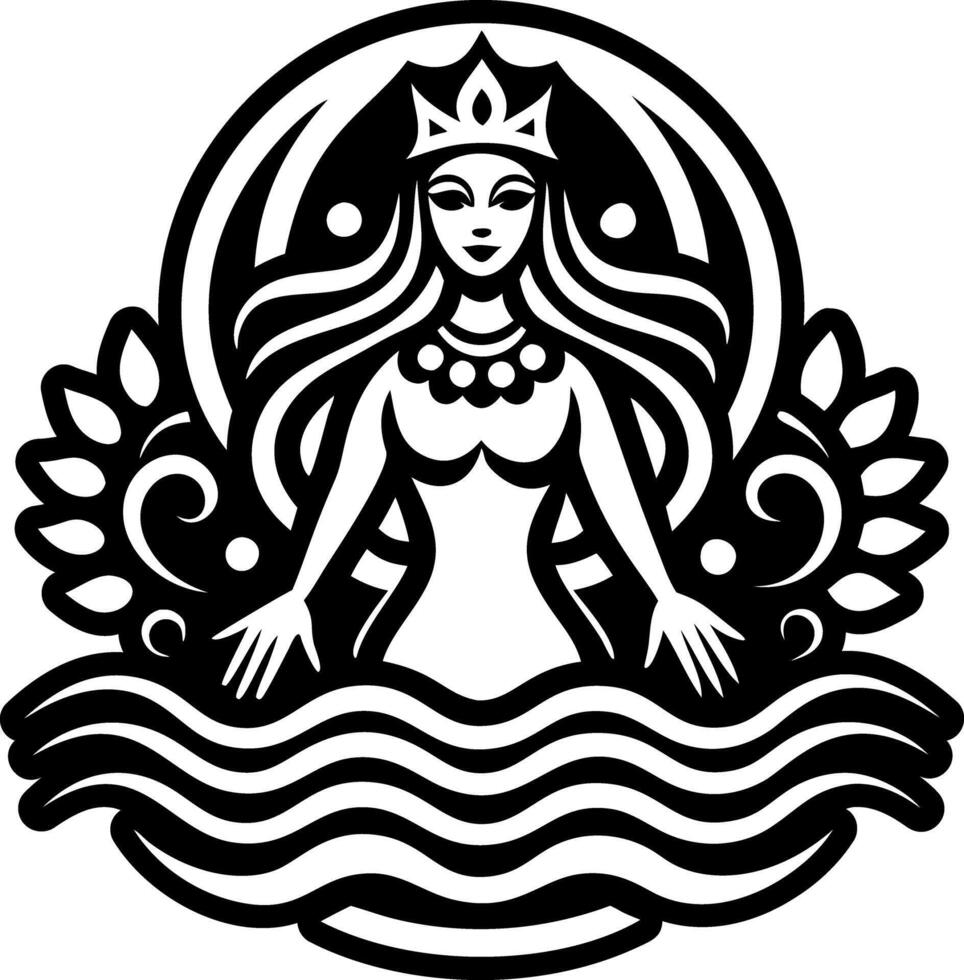A solid style icon of water rusalka tattoo vector