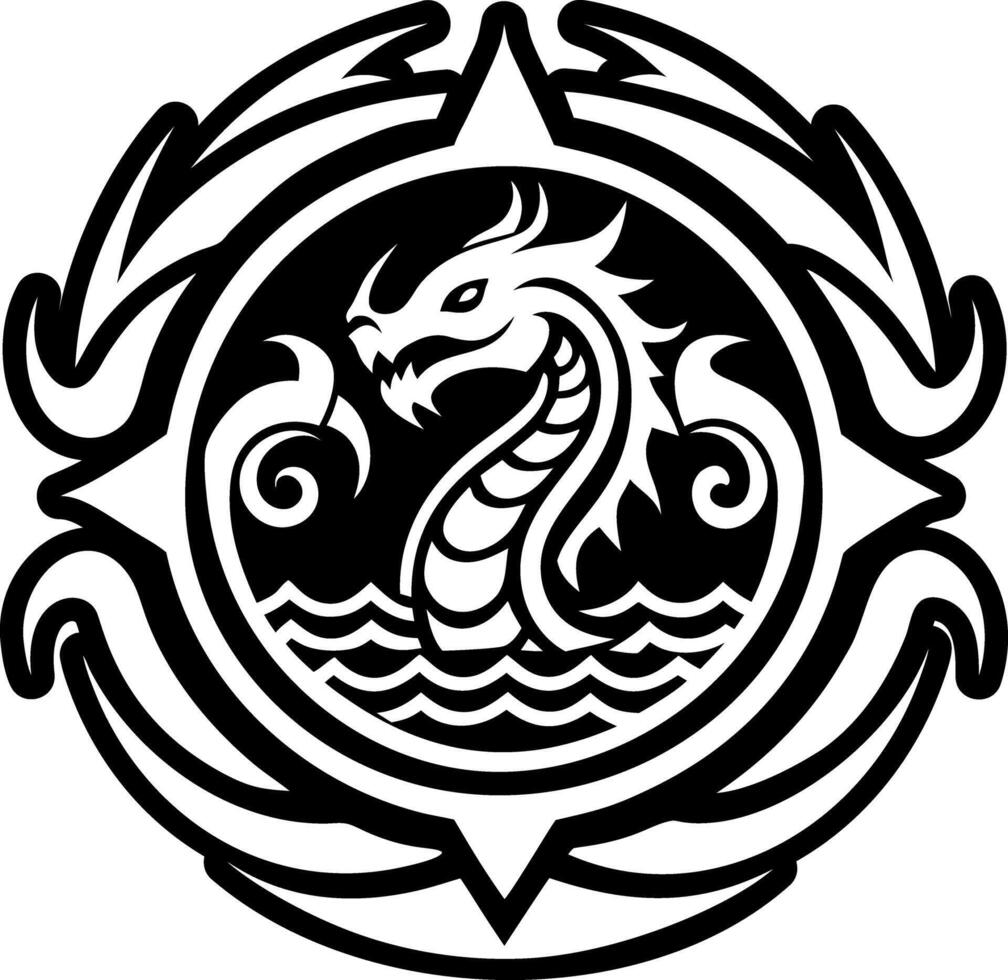 A filled style icon of water dragon symbol vector