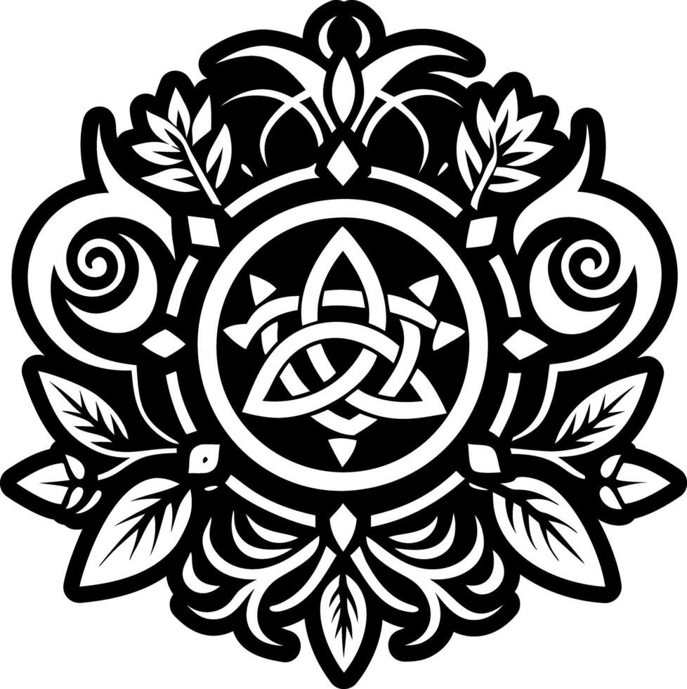 A solid style icon of slavic wreath tattoo vector