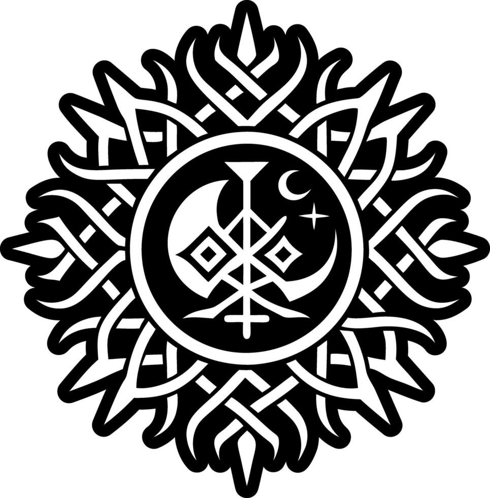 A filled style icon of solar eclipse tattoo vector