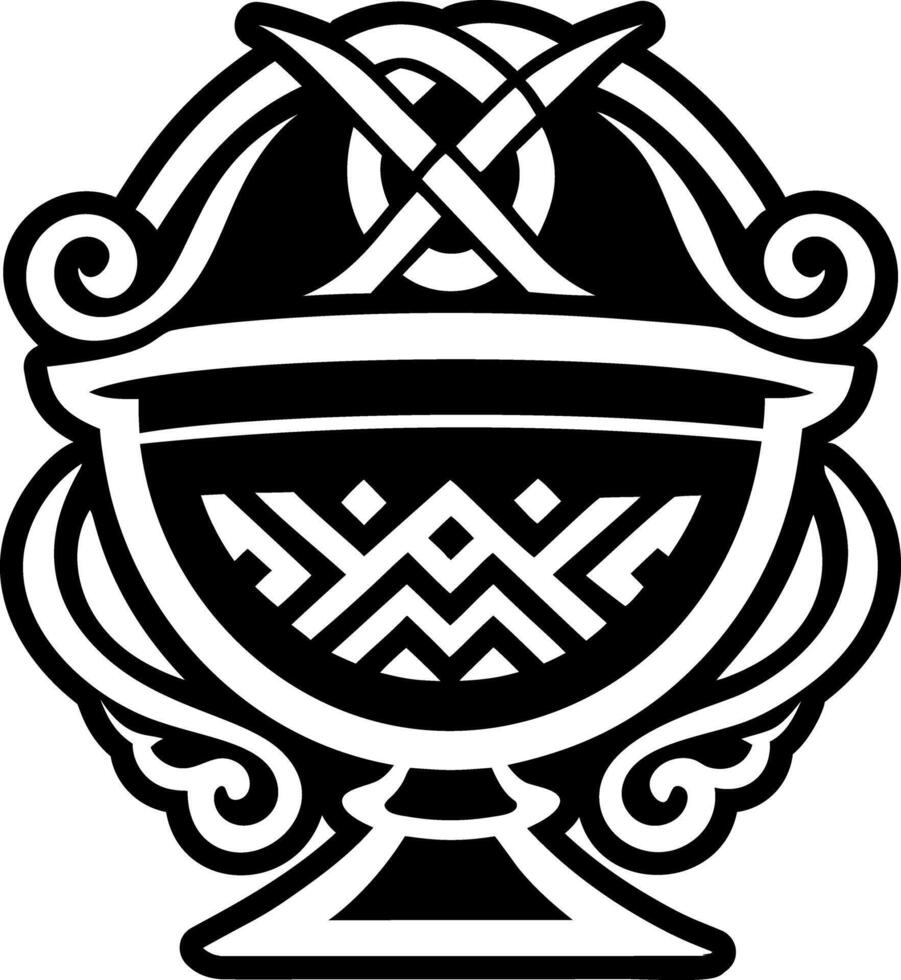 A solid style icon of offering bowl tattoo vector