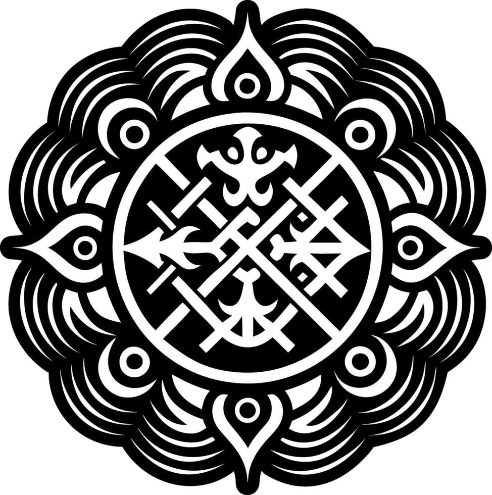 A filled style icon of slavic tattoo symbol vector