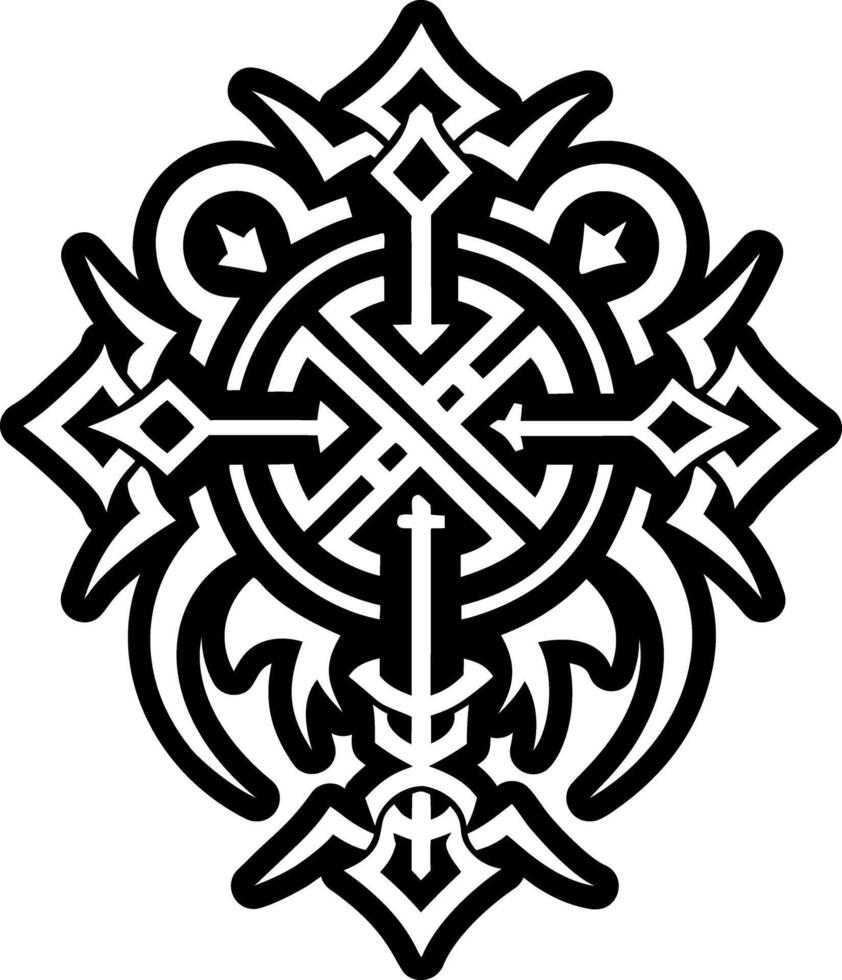 A glyph style icon of slavic staff tattoo vector