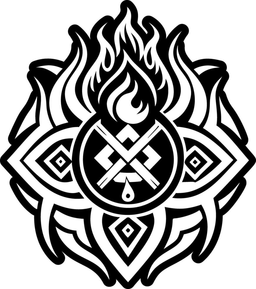 A glyph style icon of flame knot tattoo vector
