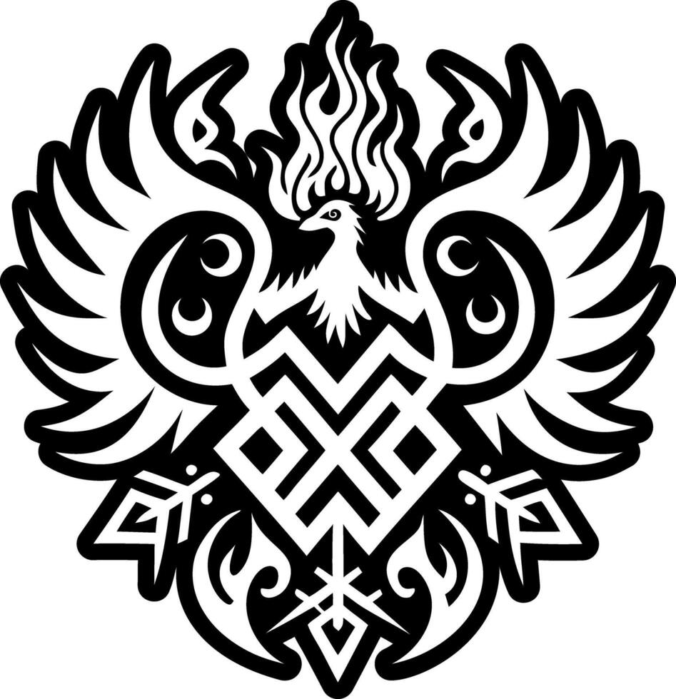A filled style icon of firebird tattoo vector