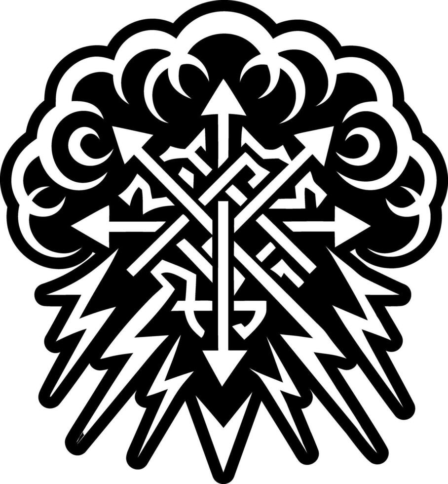 A glyph style icon of lightning storm tattoo vector