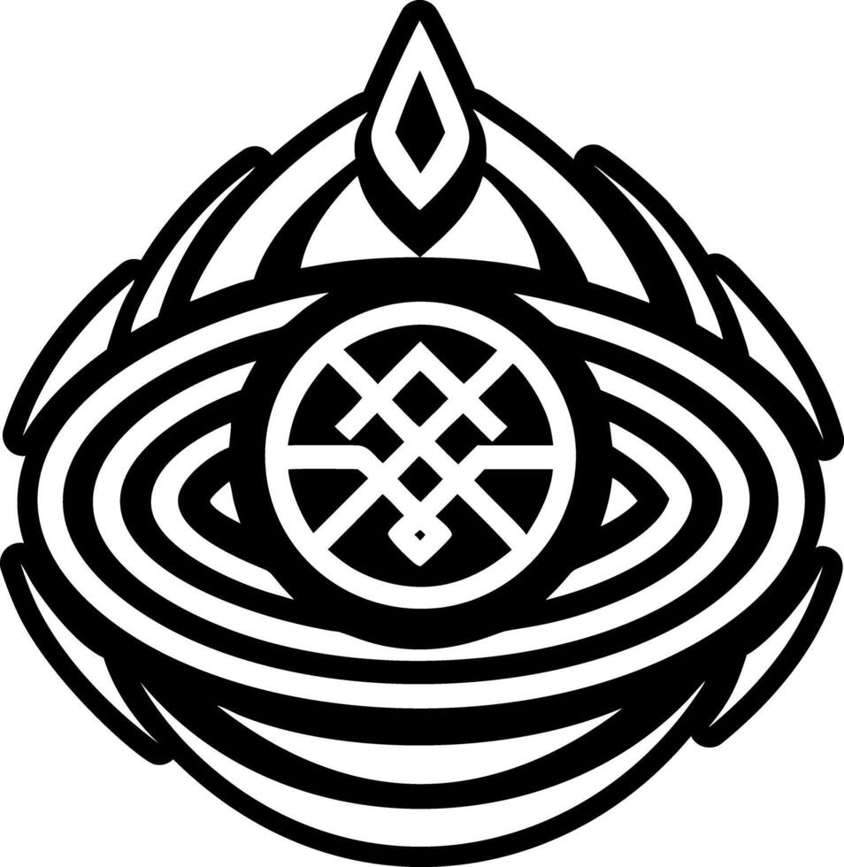 A black and white logo of an eye with a circle in the center vector