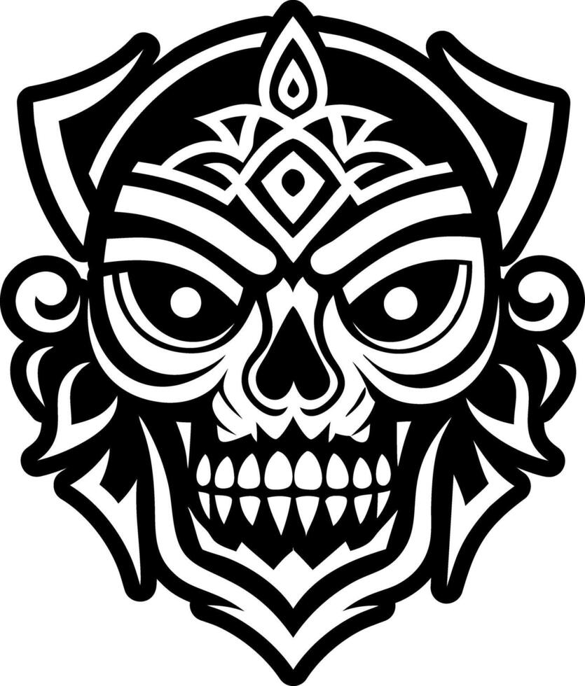A solid style icon of death skull tattoo vector