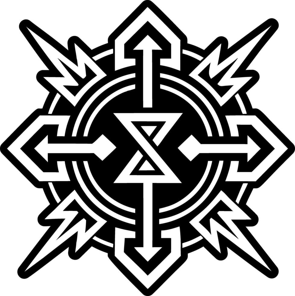 A filled style icon of thunder rune tattoo vector