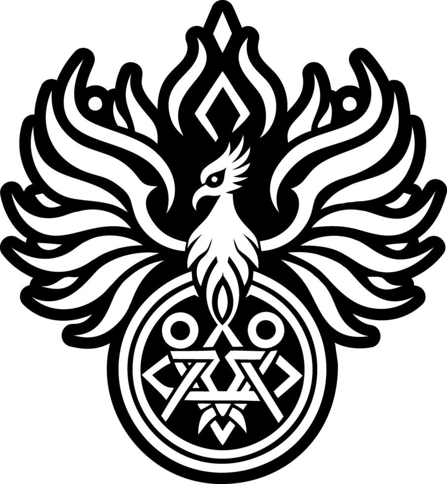 A filled style icon of firebird symbol tattoo vector
