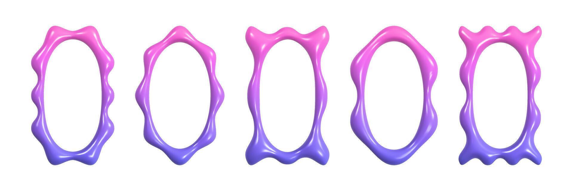 Horizontal wavy 3D frames feature a smooth gradient from blue to pink in a creative modern digital art design. vector