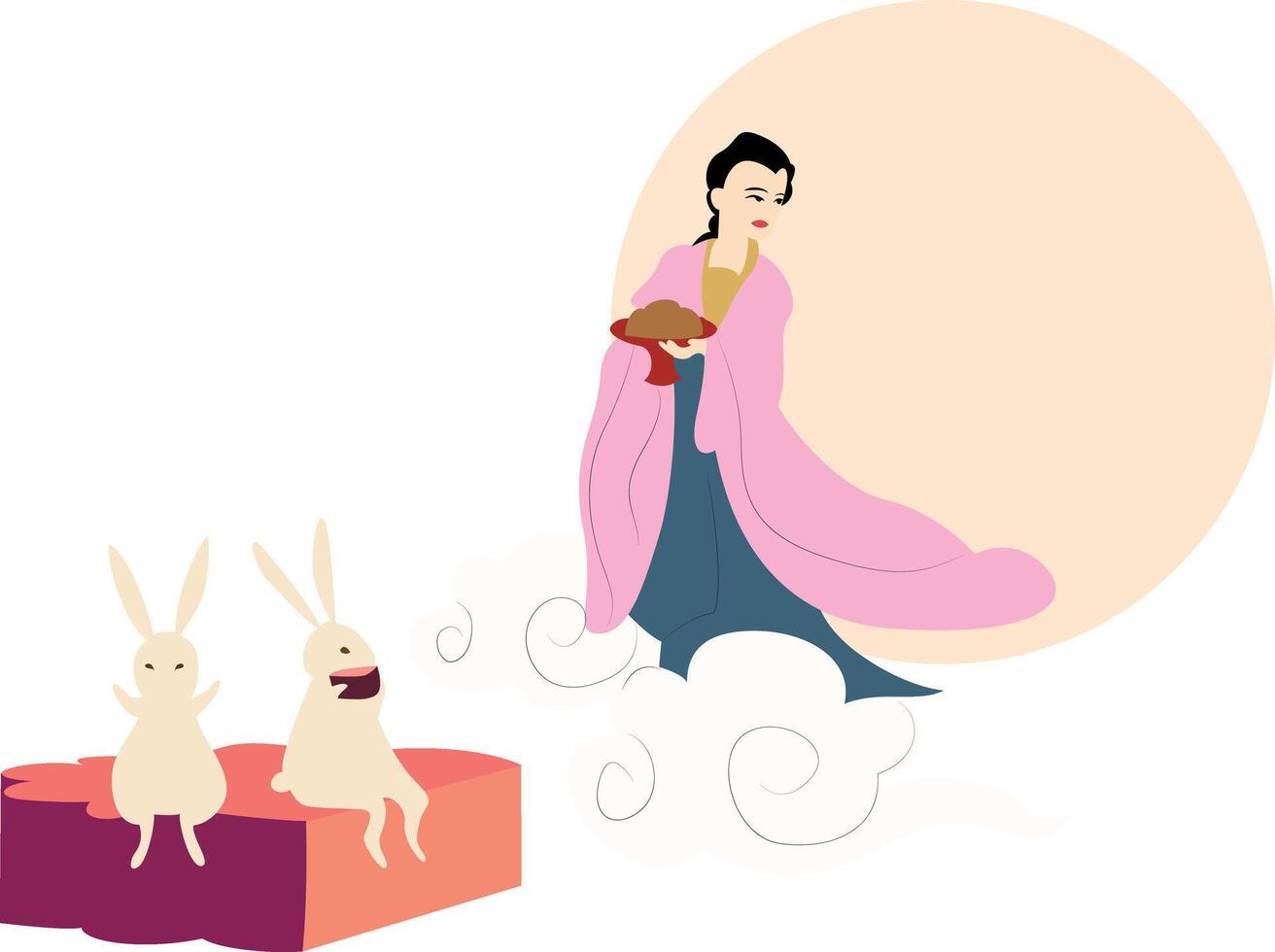 Mid Autumn festival, Mid-Autumn Festival Change Moon Rabbits vector