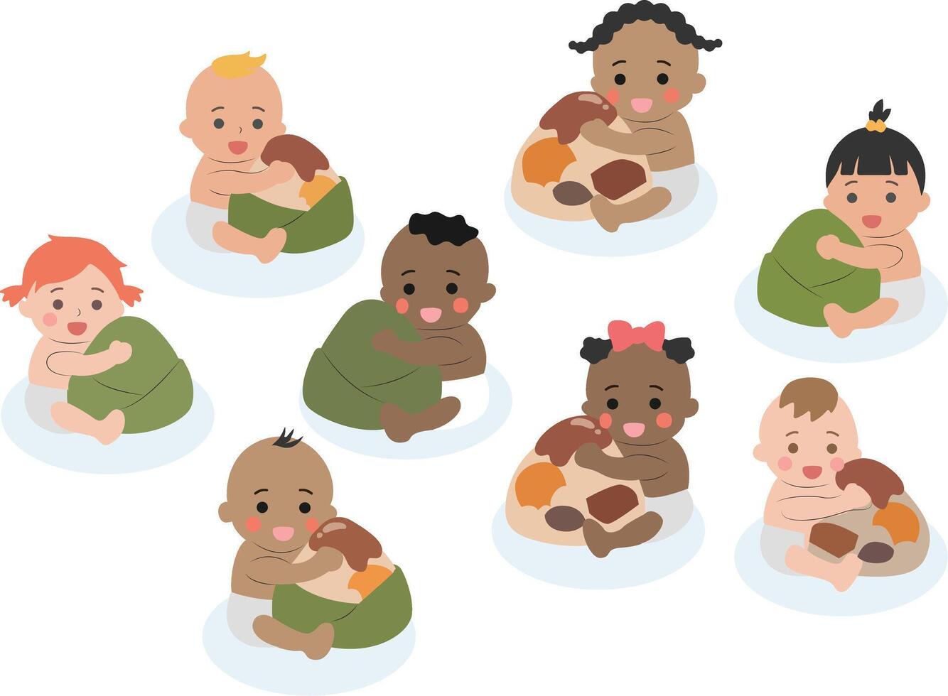 A group of babies with different skin colors vector