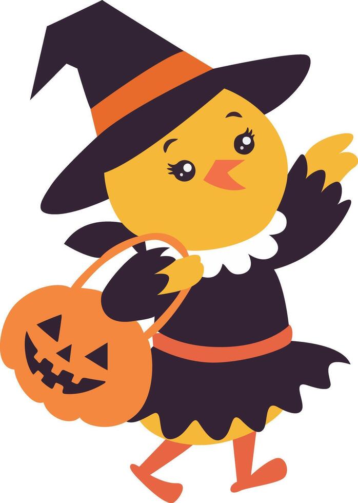 Cute Chick Witch Halloween vector