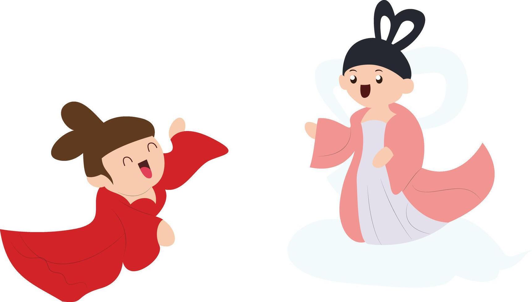 Mid Autumn festival, Cartoon Chinese Gods Moon Festival vector