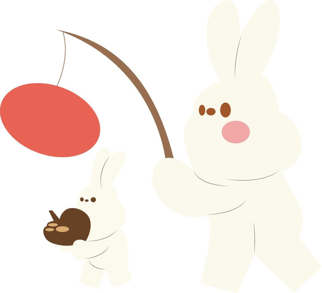 Cute Rabbits Carrying Lanterns for Mid Autumn Festival vector