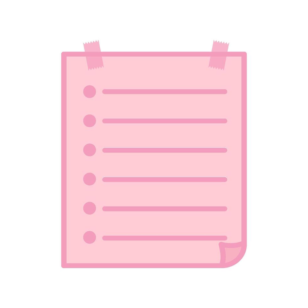 Pastel Pink Note Paper with To-Do List for Organization vector