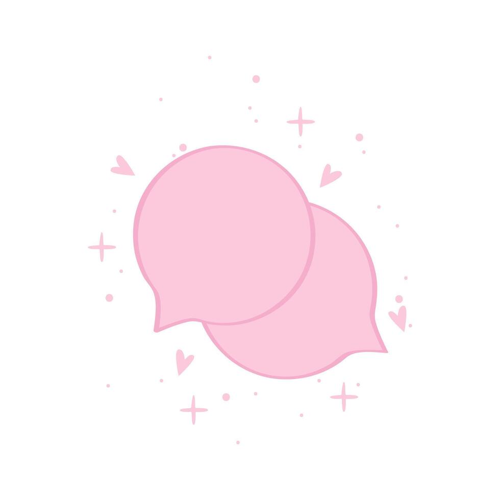 Pink Speech Bubbles with Hearts and Stars for Cute Communication vector