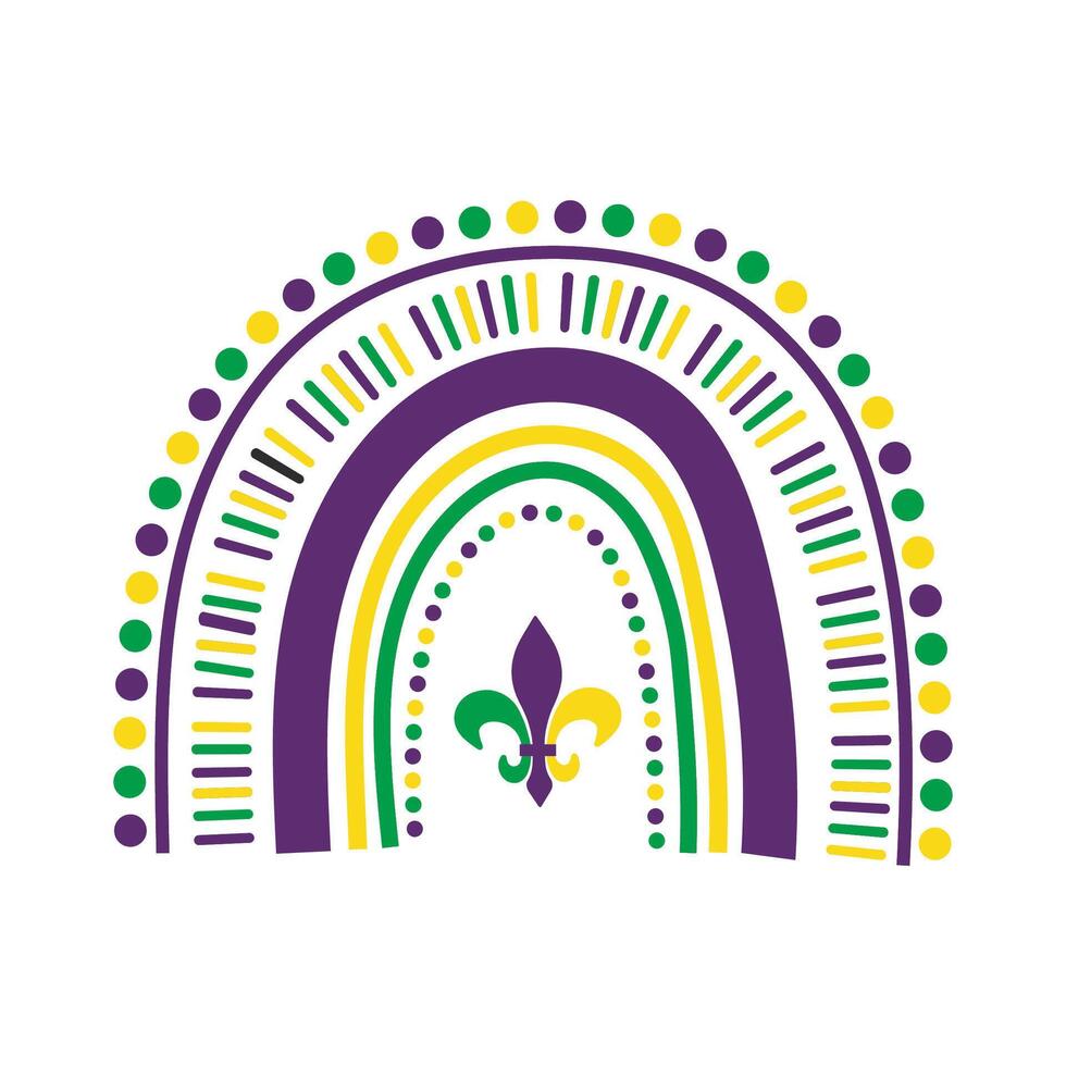 Mardi Gras Rainbow with Fleur-de-Lis for a Festive Celebration vector