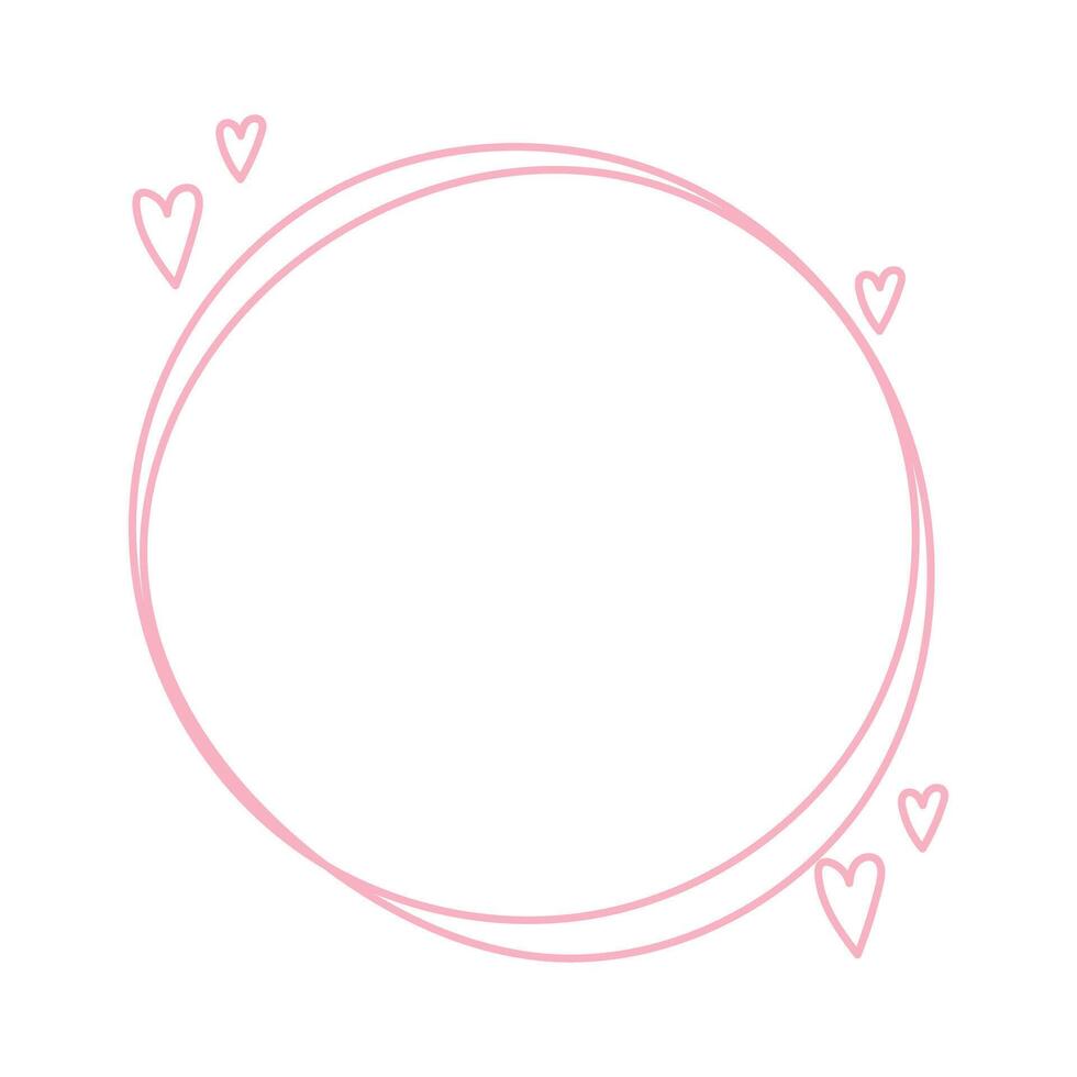 Lovely Round Border with Hearts for Photo and Text Framing vector