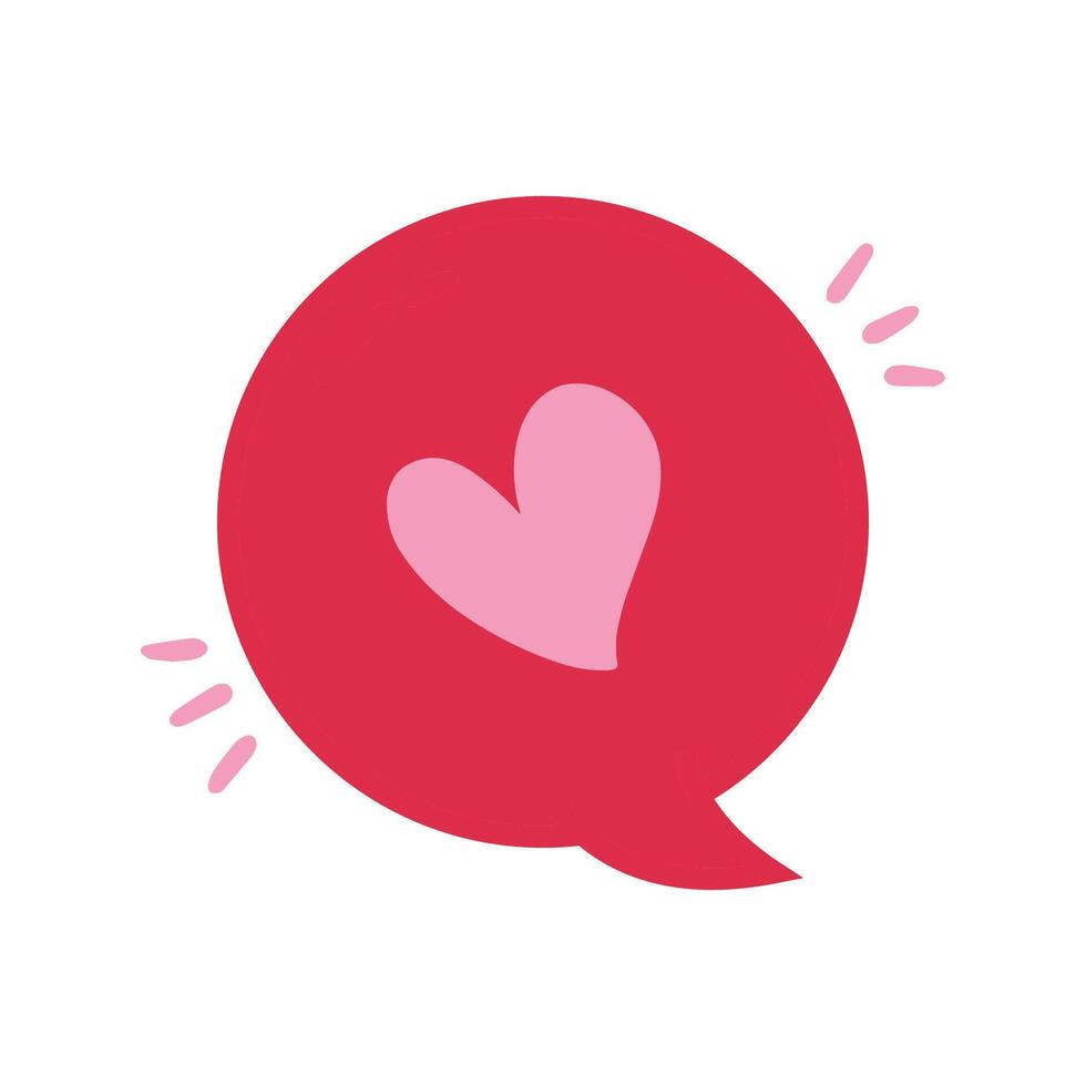 Red Speech Bubble with Pink Heart for Love Messages vector