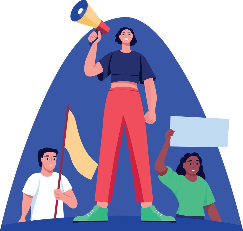 A character doing protest, flat style illustration vector