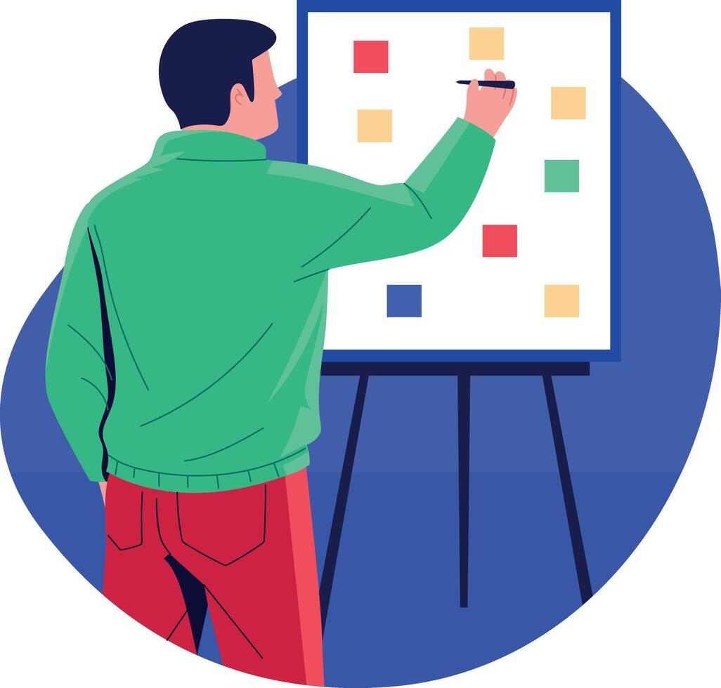 A leader doing strategic planning, flat style illustration vector