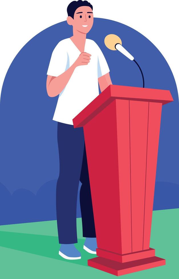 A character doing oration, flat style illustration vector