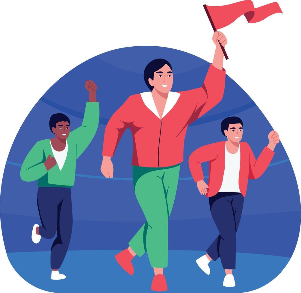 A flat style illustration showing leadership vector