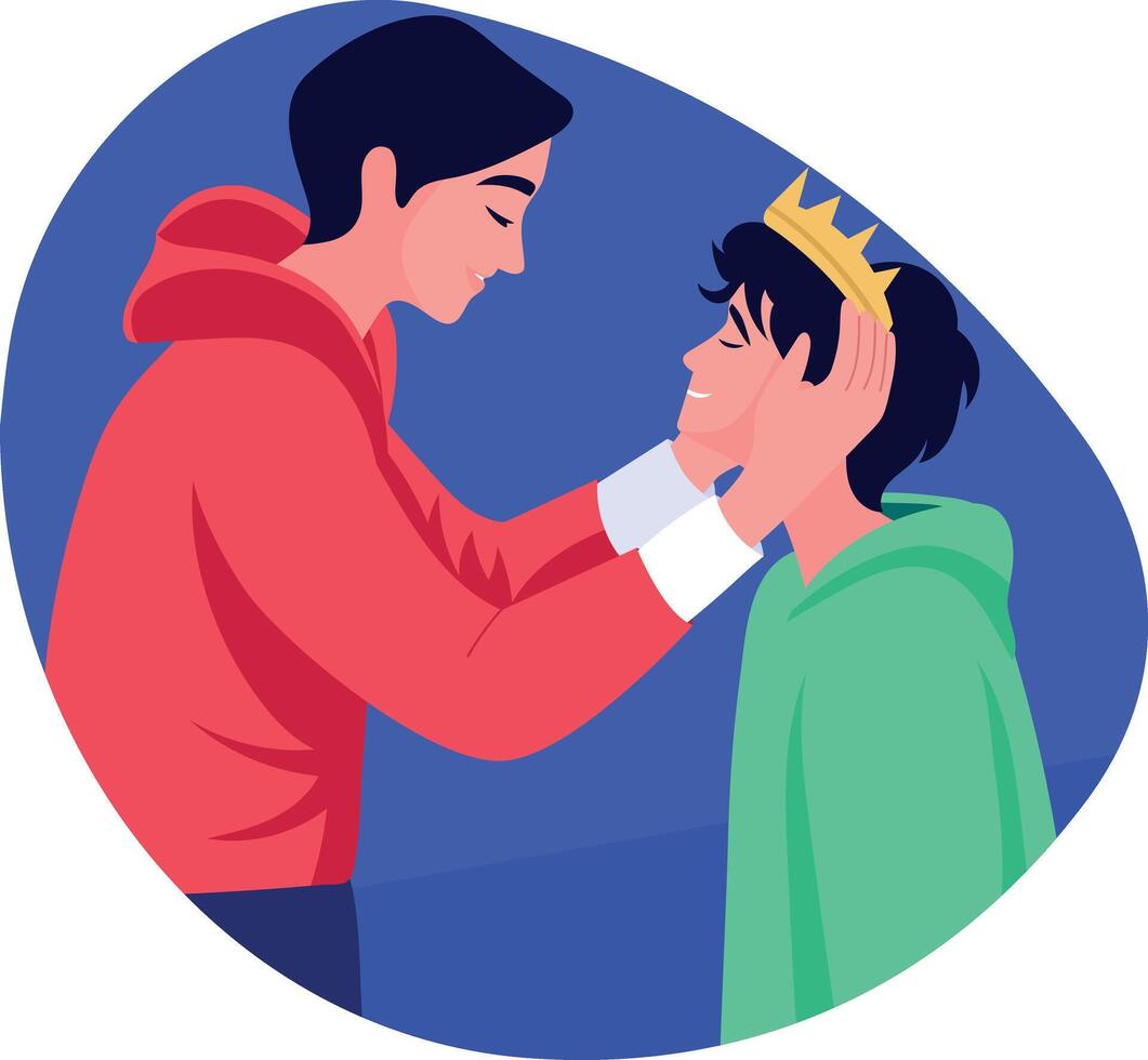 A character honouring his friend, flat style illustration vector
