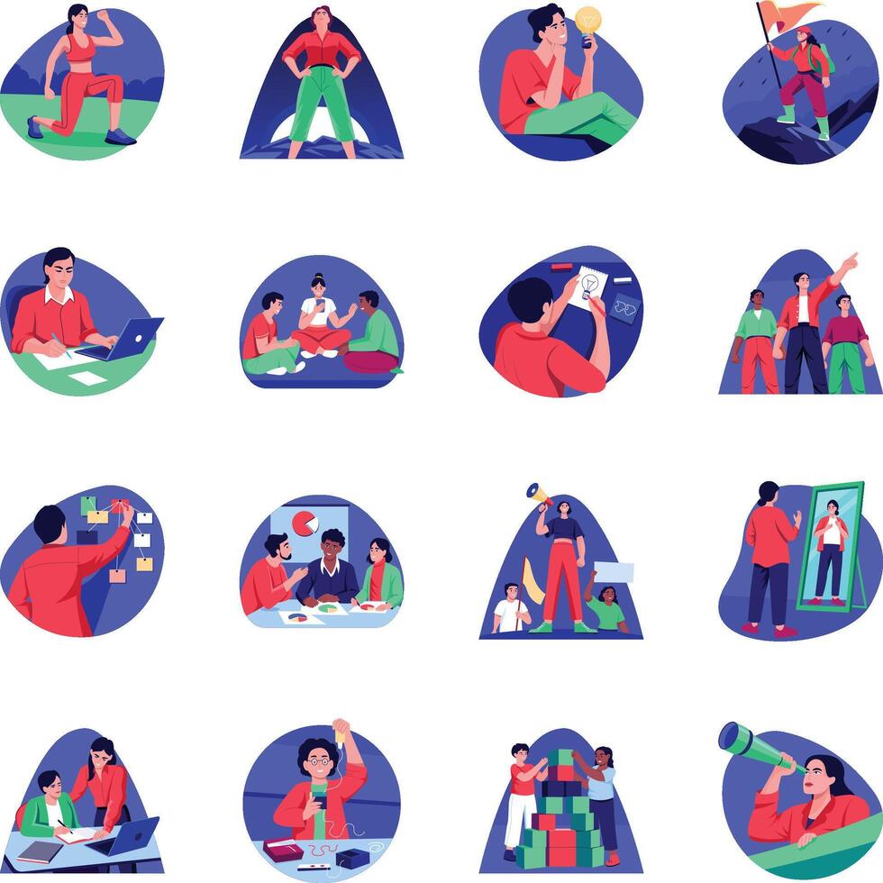 Bundle of Flat Style Leadership Illustrations vector