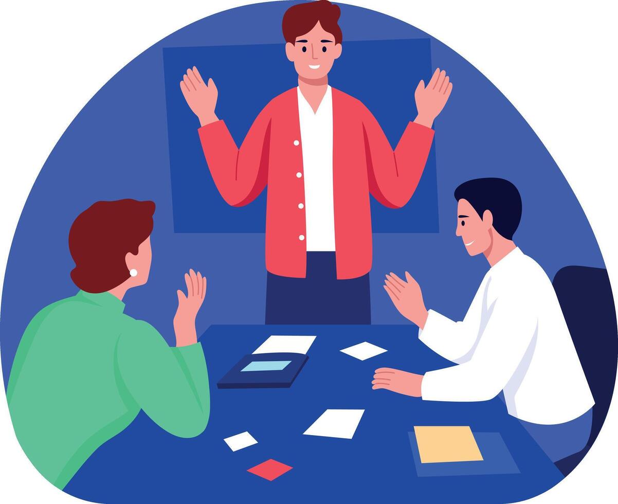 A flat style illustration of team discussion vector