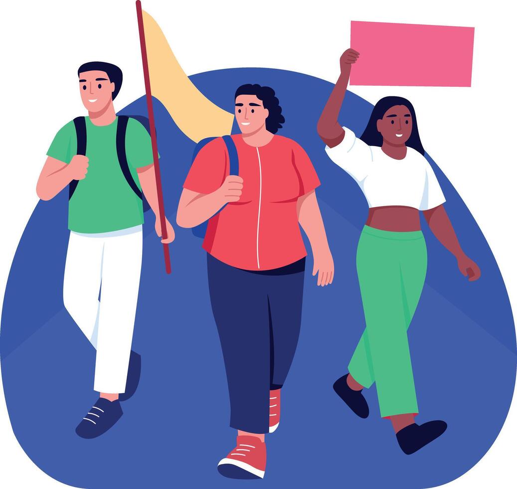 A flat style illustration showing demonstration vector