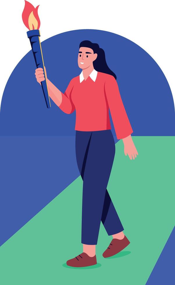 A character carry torch in hand, flat style illustration vector