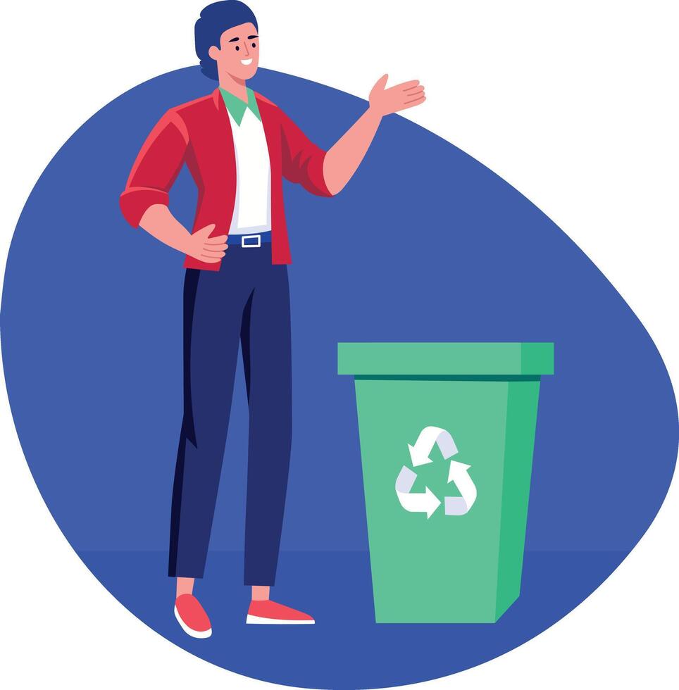 A flat style illustration of a volunteer recycle a waste vector