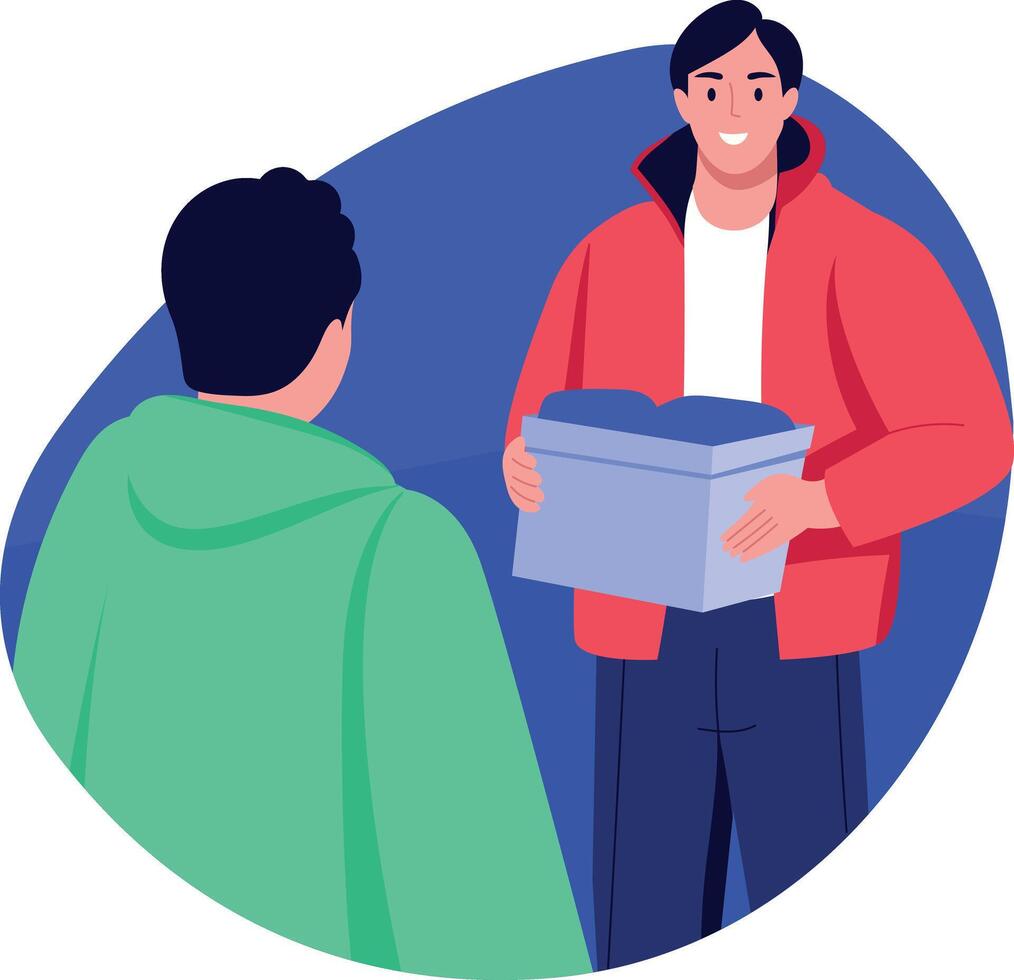 A character doing charity work, flat style illustration vector