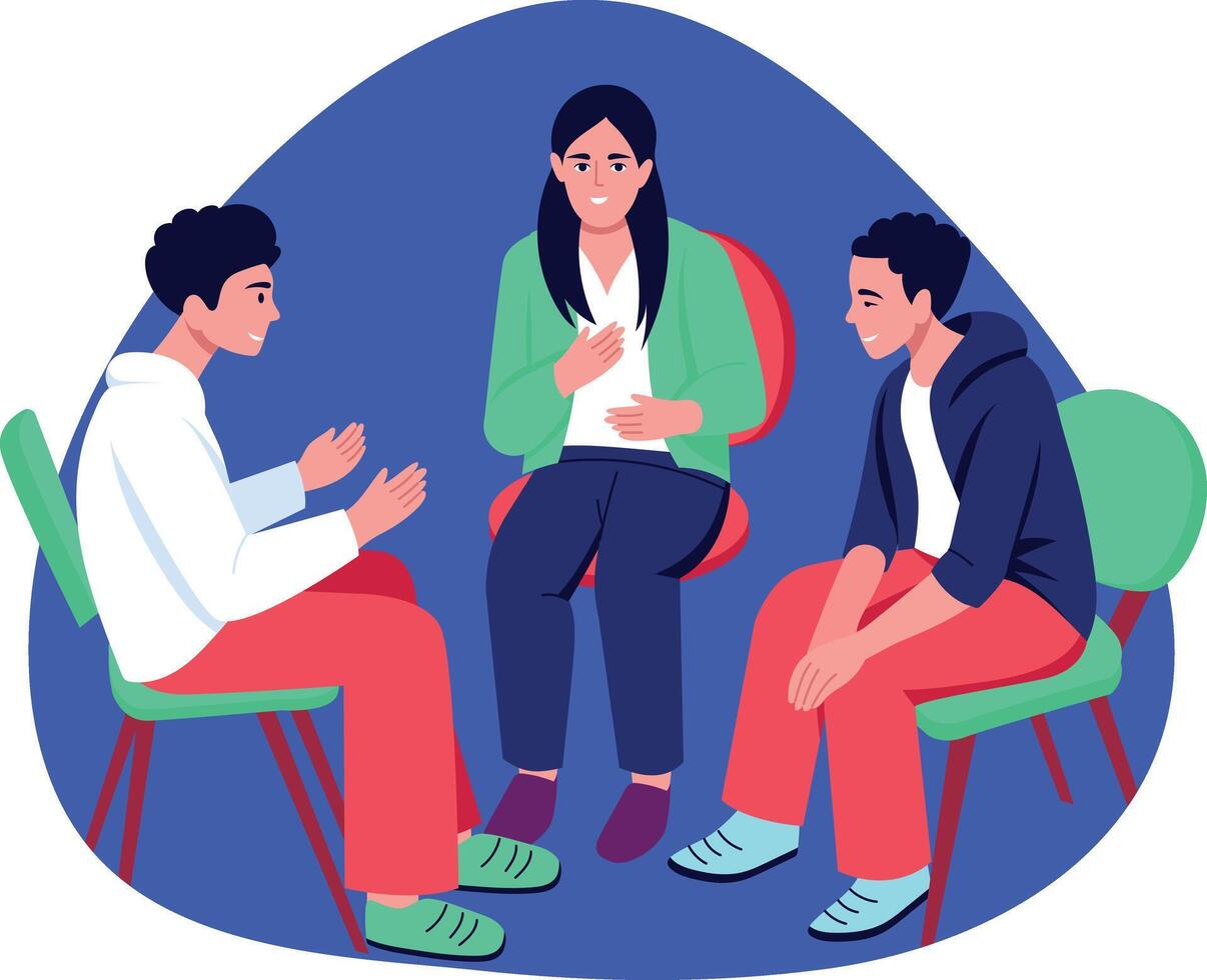 A style illustration of a group discussion vector