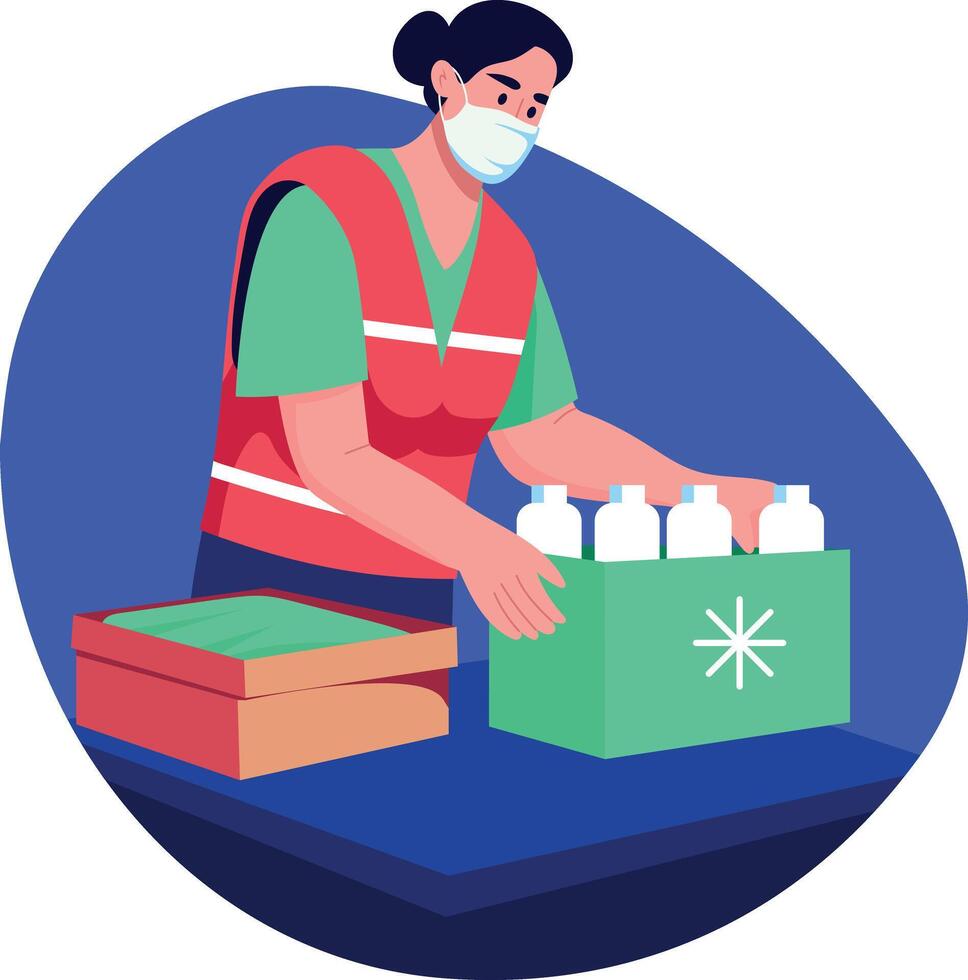 A female worker doing welfare work, flat style illustration vector