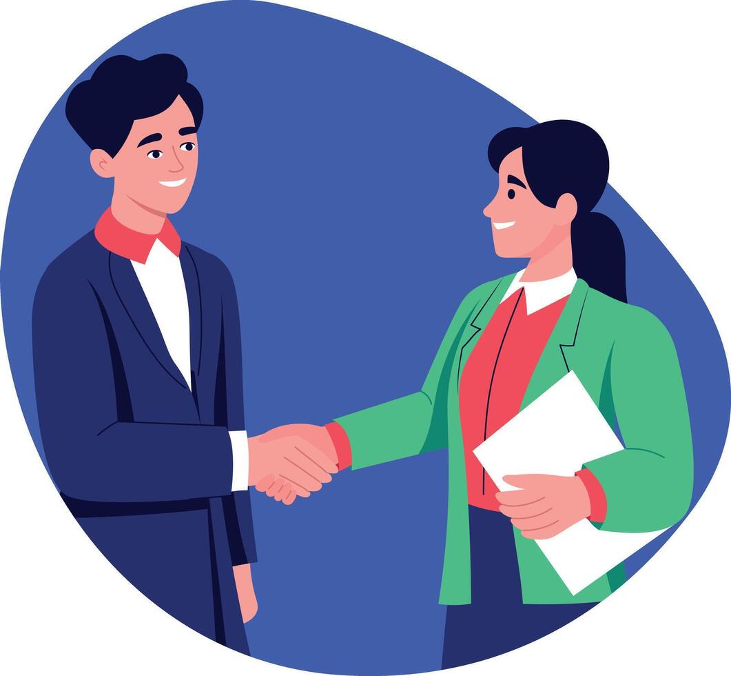 A flat style illustration of character doing handshake vector
