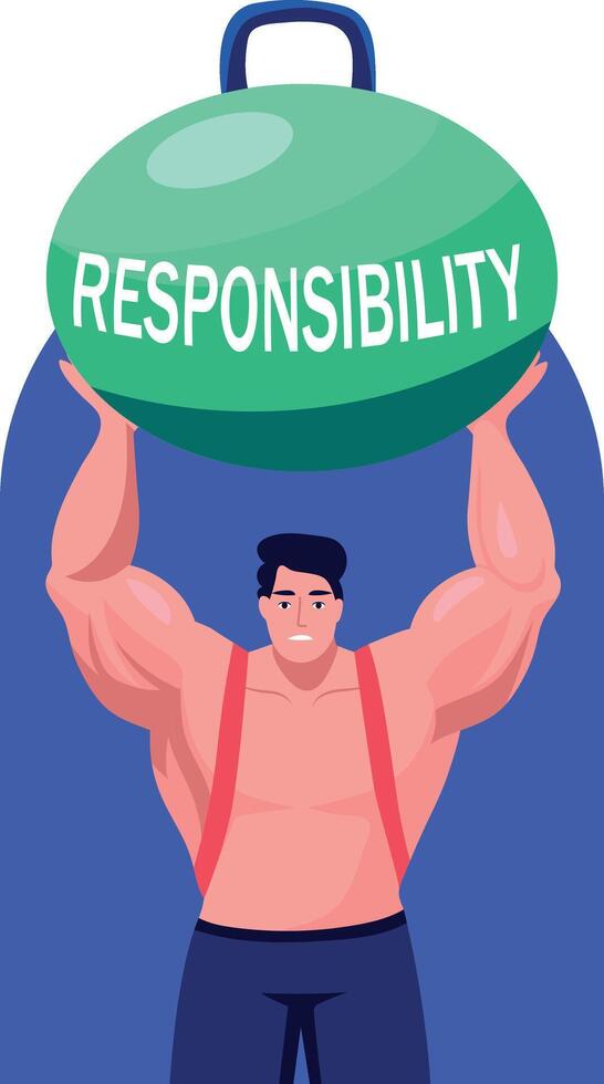 A character holding responsibility weight, flat style illustration vector