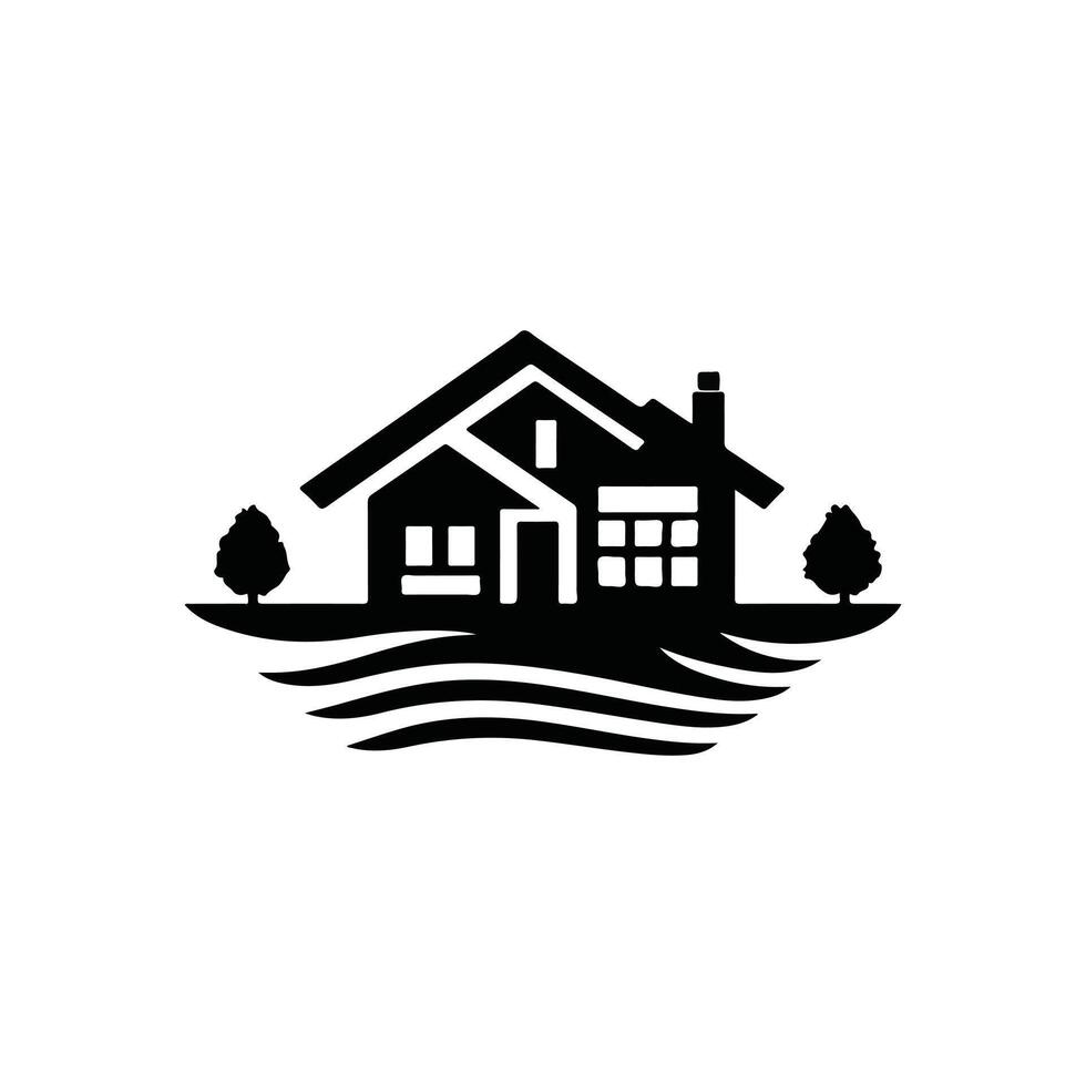 Unique Home Logo Design with Abstract Silhouette vector