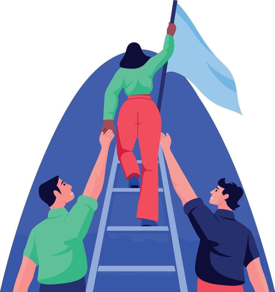 A flat style illustration showing team growth vector