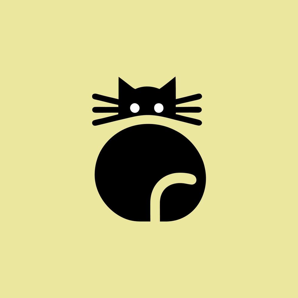 a black cat is sitting on a yellow background vector