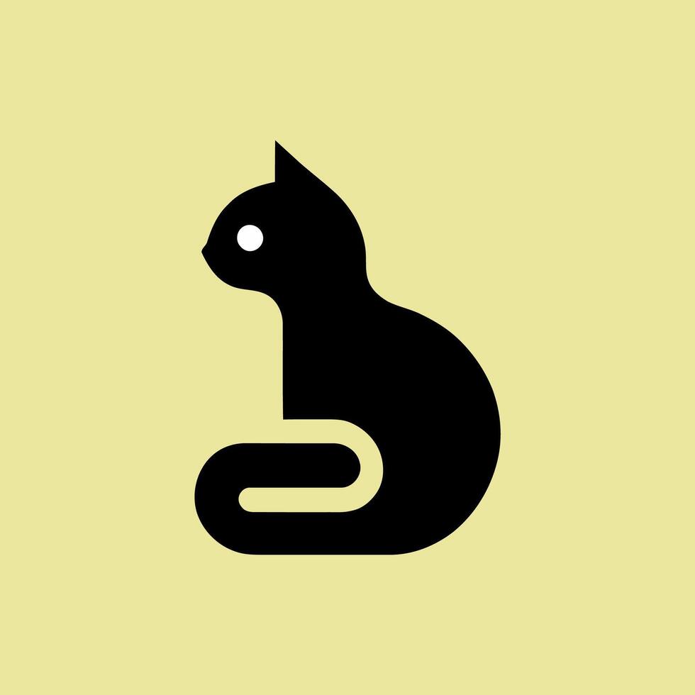 Minimalist Black Cat Silhouette vector