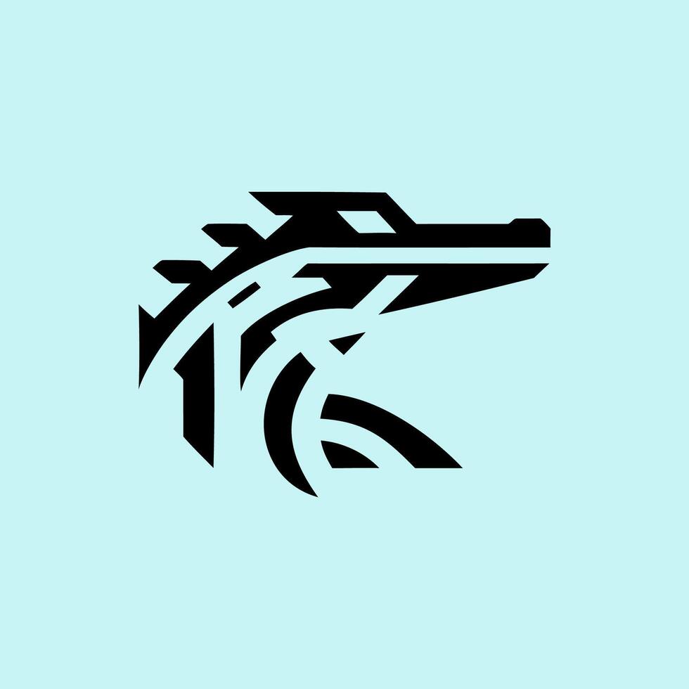 Tribal Dragon Head Silhouette on Pastel Background vector