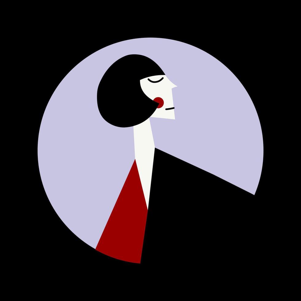 Abstract Geometric Portrait of a Sophisticated Woman in Bold Minimalist Style vector