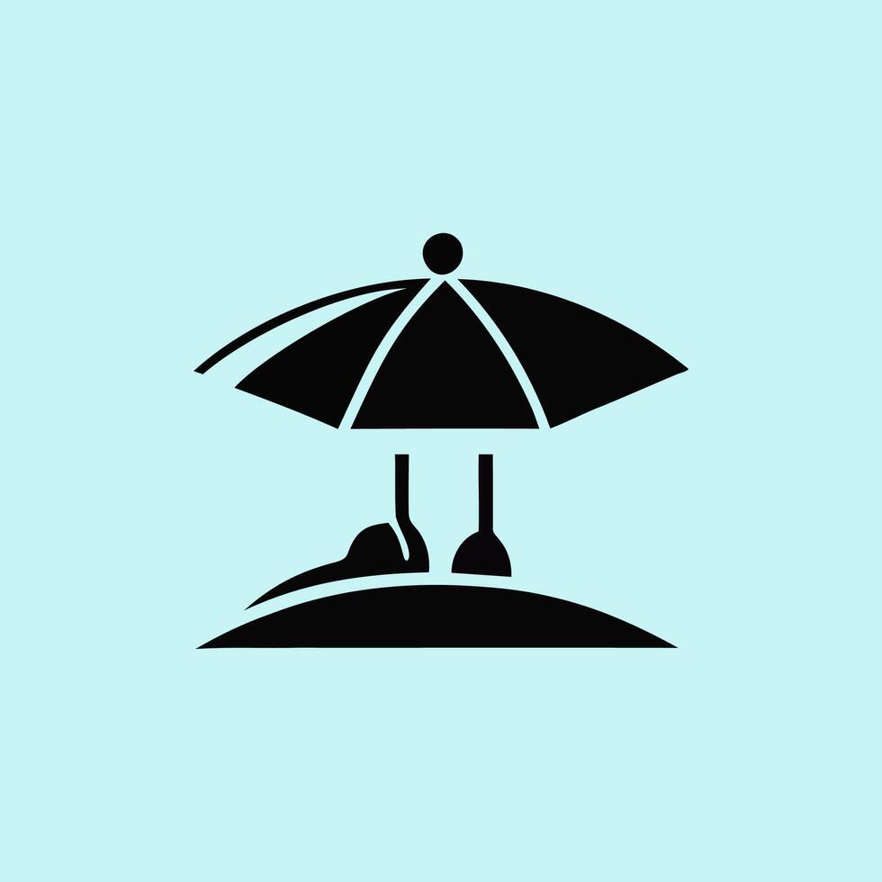Minimalist Beach Umbrella and Relaxation Icon vector