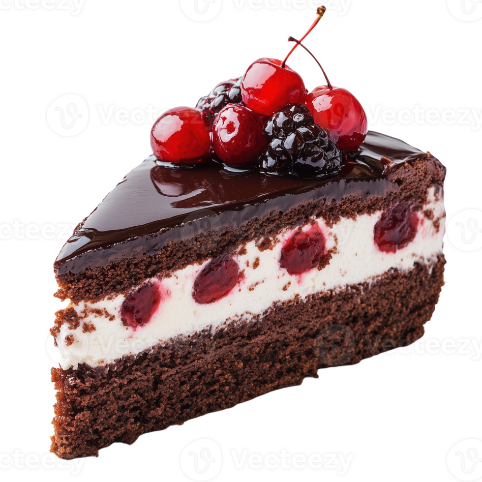 Deliciously crafted Schwarzwalder cake with cherries and cream for dessert lovers png