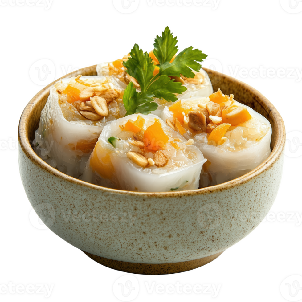 Discovering isolated Vietnamese che bap dessert in a traditional bowl png